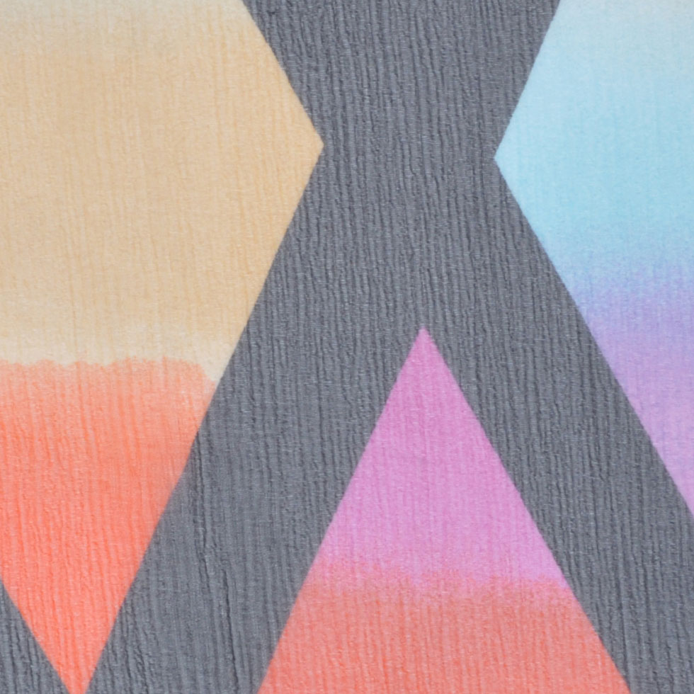 Black/Bright Orange/Canary/Mag Multicolor Crinkled Diamond Silk Chiffon