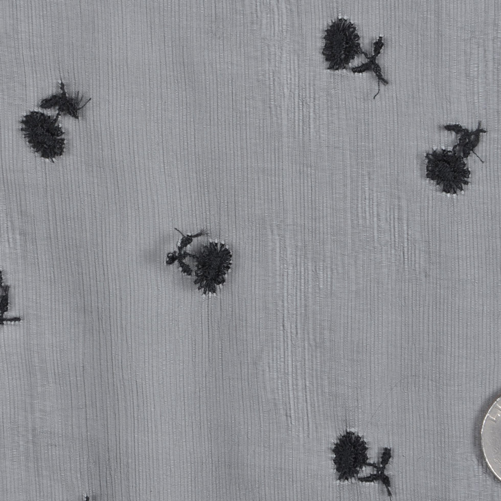 Carolina Herrera Italian Black Floral Cotton Embroidered Crinkled Silk Chiffon Carolina Herrera Italian Black Floral Cotton Embroidered Crinkled Silk Chiffon