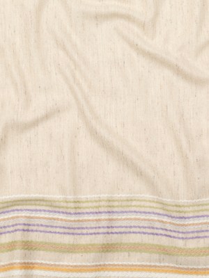 Italian Almond Milk Wool Woven Panel with Multicolored Stripes Italian Almond Milk Wool Woven Panel with Multicolored Stripes