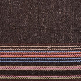 Italian Brown Wool Blend Woven With Colorful Striped Border Italian Brown Wool Blend Woven With Colorful Striped Border