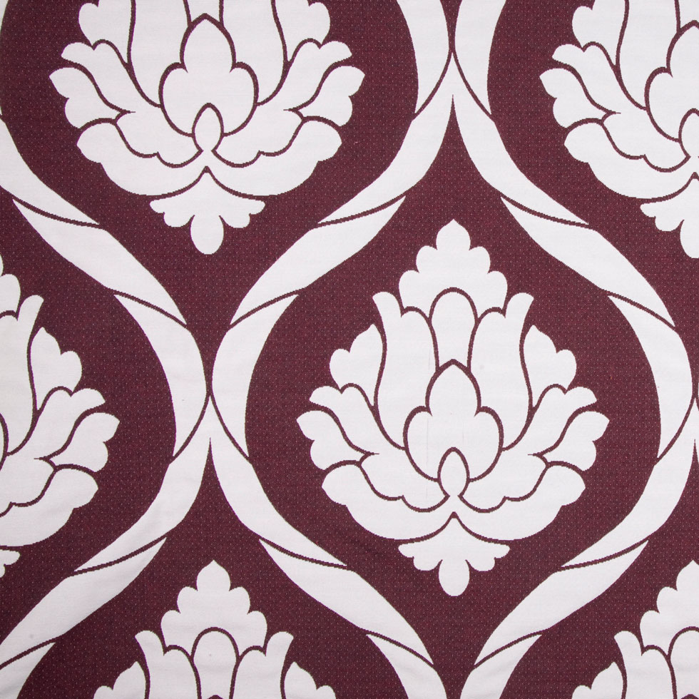 Burgundy/Natural Damask Woven Burgundy/Natural Damask Woven