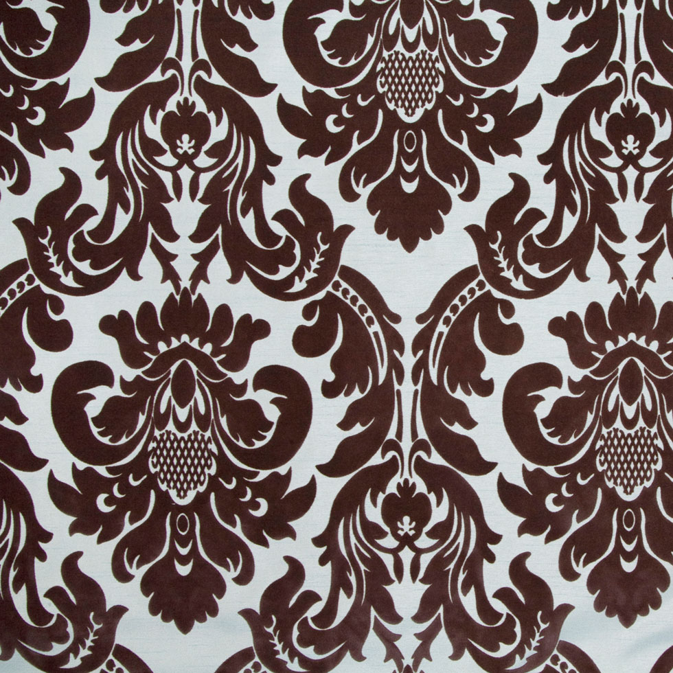 Tiffany Blue/Dark Brown Damask Flocked Tiffany Blue/Dark Brown Damask Flocked