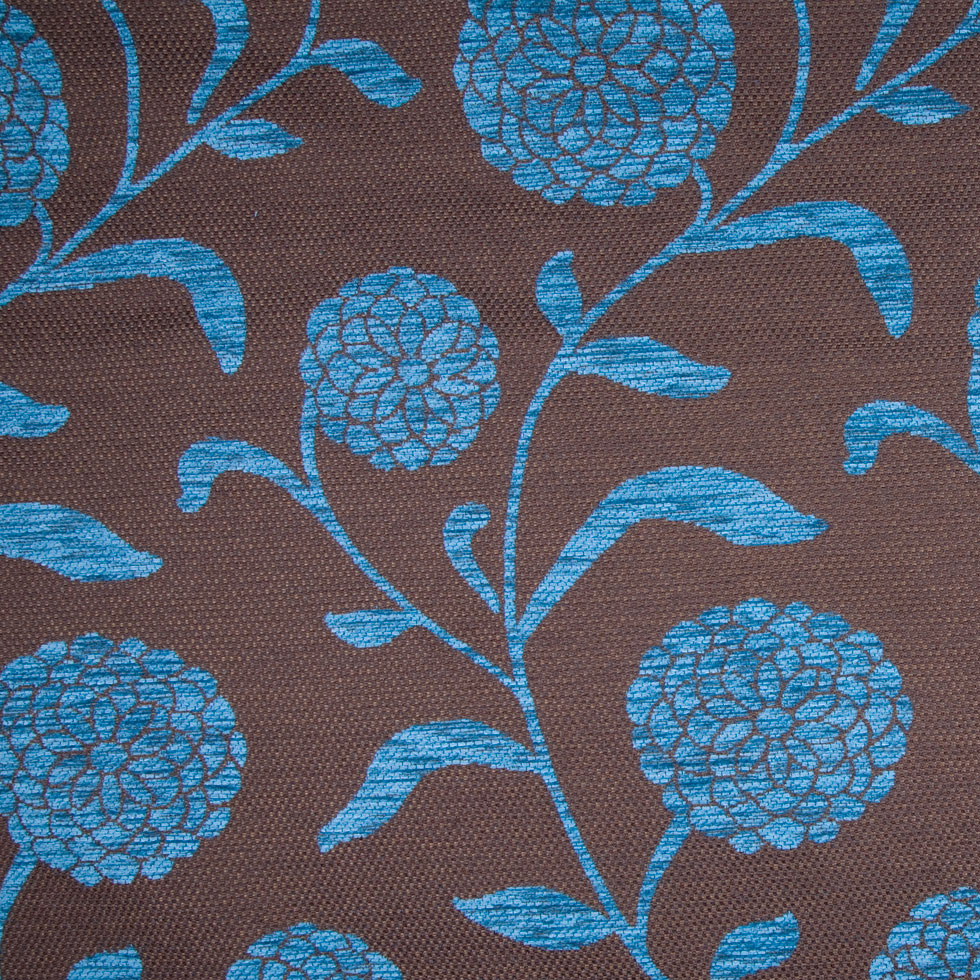 Chocolate/Blue Floral Chenille Chocolate/Blue Floral Chenille