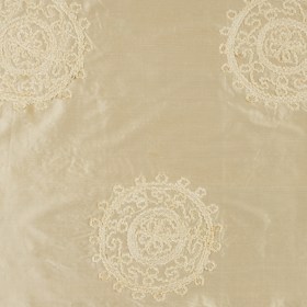 Light Canary Chenille Medallion Embroidered Silk Shantung Light Canary Chenille Medallion Embroidered Silk Shantung
