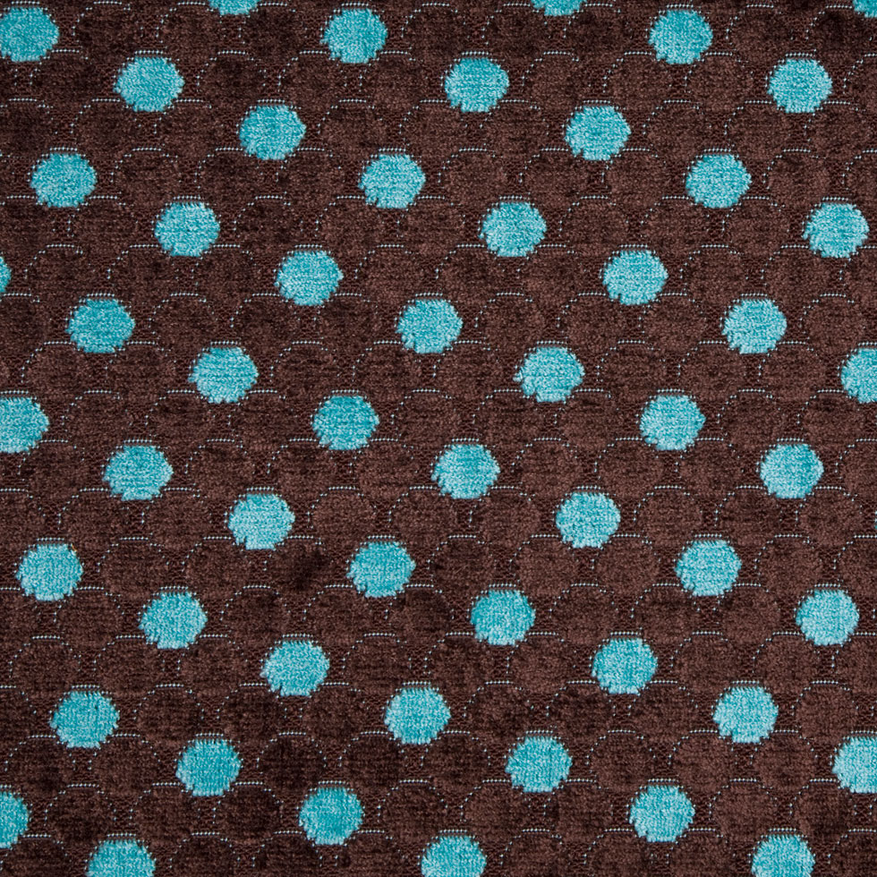 Mocha/Teal Polka Dots Chenille Mocha/Teal Polka Dots Chenille