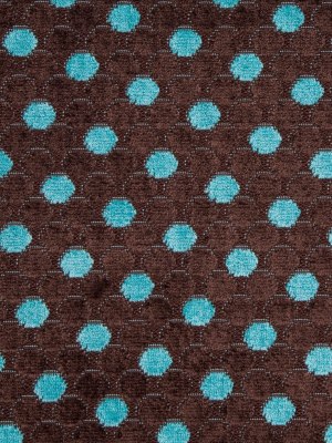 Mocha/Teal Polka Dots Chenille Mocha/Teal Polka Dots Chenille