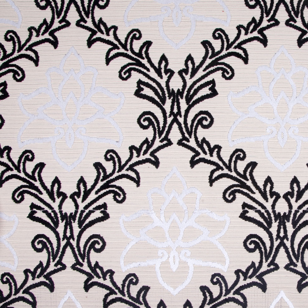 Black/White/ Beige Floral Chenille Black/White/ Beige Floral Chenille