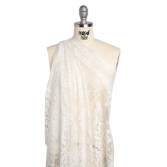 Nylon and Rayon Raschel Lace Panel with Finished Edges – Ivory Blooming Bunches and Borders Nylon and Rayon Raschel Lace Panel with Finished Edges – Ivory Blooming Bunches and Borders