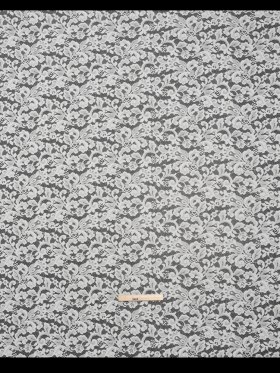 Nylon and Rayon Raschel Lace Panel with Finished Edges – Ivory Florals and Curls Nylon and Rayon Raschel Lace Panel with Finished Edges – Ivory Florals and Curls