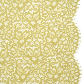 Corded Lace Panel with Petal Scalloped And Fringed Edges – Chartreuse Green Floral Corded Lace Panel with Petal Scalloped And Fringed Edges – Chartreuse Green Floral