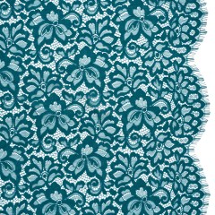 Corded Lace Panel with Petal Scalloped And Fringed Edges – Spice Blue Floral Corded Lace Panel with Petal Scalloped And Fringed Edges – Spice Blue Floral