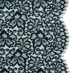 Corded Lace Panel with Petal Scalloped And Fringed Edges – Teal Floral Corded Lace Panel with Petal Scalloped And Fringed Edges – Teal Floral