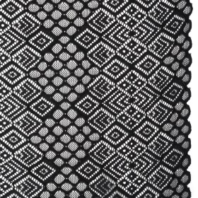 Corded Lace with Finished Edges – Black Decorated Diamond Stripes Corded Lace with Finished Edges – Black Decorated Diamond Stripes
