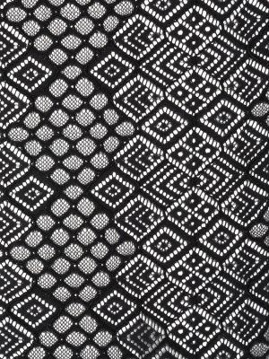 Corded Lace with Finished Edges – Black Decorated Diamond Stripes Corded Lace with Finished Edges – Black Decorated Diamond Stripes