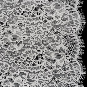 Corded Raschel Lace Panel with Finished Edges – Off White Classic Florals Corded Raschel Lace Panel with Finished Edges – Off White Classic Florals