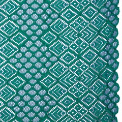 Corded Lace with Finished Edges – Blue and Teal Decorated Diamond Stripes Corded Lace with Finished Edges – Blue and Teal Decorated Diamond Stripes