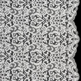 Corded Lace with Scalloped Finished Edges – Ivory Leafy Vines and Flowers Corded Lace with Scalloped Finished Edges – Ivory Leafy Vines and Flowers