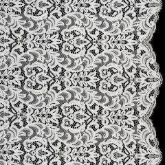 Corded Lace with Scalloped Finished Edges – Ivory Leafy Vines and Flowers Corded Lace with Scalloped Finished Edges – Ivory Leafy Vines and Flowers