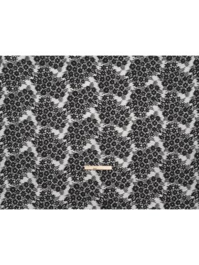 Raschel Lace Panel with Organic Finished Edges – Black Daisy Bunches Raschel Lace Panel with Organic Finished Edges – Black Daisy Bunches