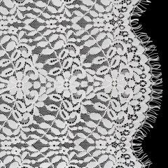 Corded Lace Panel with Finished Edges – Ivory Flowers and Leafy Vines Corded Lace Panel with Finished Edges – Ivory Flowers and Leafy Vines