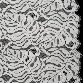 Corded Lace Panel with Organic Finished Edges – Ivory Tropical Leaves Corded Lace Panel with Organic Finished Edges – Ivory Tropical Leaves