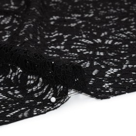 Corded Lace Panel with Finished Latticework Edges – Black Floral Corded Lace Panel with Finished Latticework Edges – Black Floral