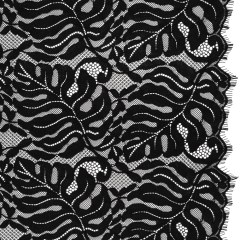 Corded Lace Panel with Organic Finished Edges – Black Tropical Leaves Corded Lace Panel with Organic Finished Edges – Black Tropical Leaves