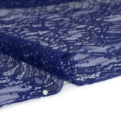 Chantilly Lace Panel with Scalloped Finished Edges – Navy Blue Flowers and Leaves Chantilly Lace Panel with Scalloped Finished Edges – Navy Blue Flowers and Leaves