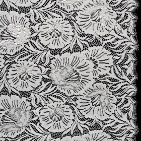 Metallic Raschel Lace Panel with Finished Edges – Ivory and Silver Bold Florals Metallic Raschel Lace Panel with Finished Edges – Ivory and Silver Bold Florals