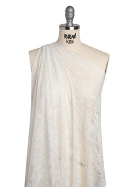 Chantilly Lace with Finished Edges – White PFD Crossing Floral Bands Chantilly Lace with Finished Edges – White PFD Crossing Floral Bands