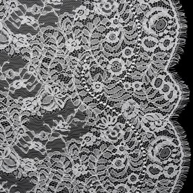 Chantilly Lace with Finished Edges – White PFD Crossing Floral Bands Chantilly Lace with Finished Edges – White PFD Crossing Floral Bands