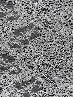 Chantilly Lace Panel with Scalloped Finished Edges – Ivory Flowers and Leaves Chantilly Lace Panel with Scalloped Finished Edges – Ivory Flowers and Leaves