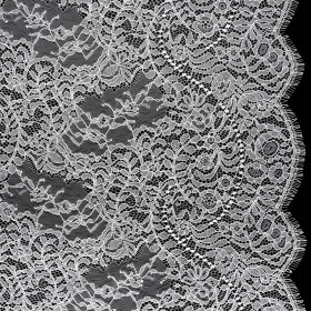 Chantilly Lace Panel with Scalloped Finished Edges – Ivory Flowers and Leaves Chantilly Lace Panel with Scalloped Finished Edges – Ivory Flowers and Leaves