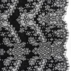 Raschel Lace Panel with Finished Edges – Black Ornate Leafy Chevrons Raschel Lace Panel with Finished Edges – Black Ornate Leafy Chevrons