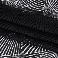 Metallic Raschel Lace Panel with Finished Scalloped Edges – Black Fans Metallic Raschel Lace Panel with Finished Scalloped Edges – Black Fans