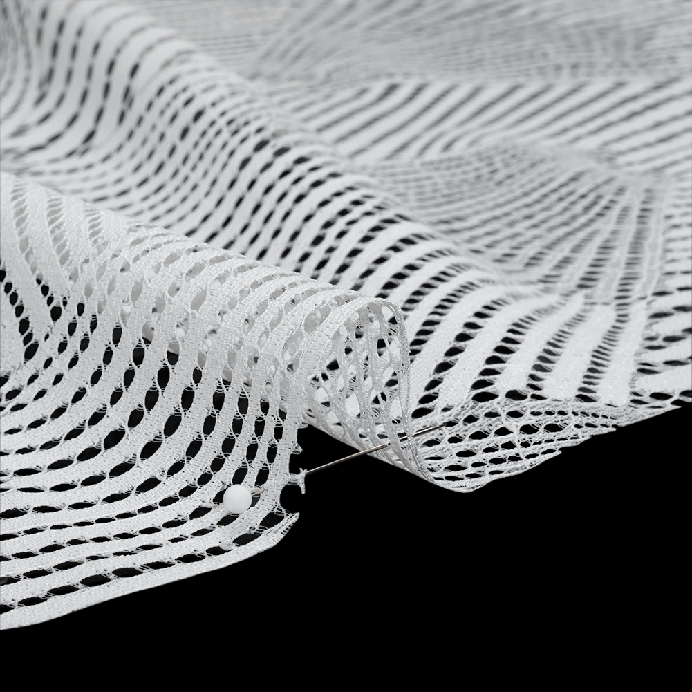 Raschel Lace Panel with Finished Scalloped Edges - Ivory Fans