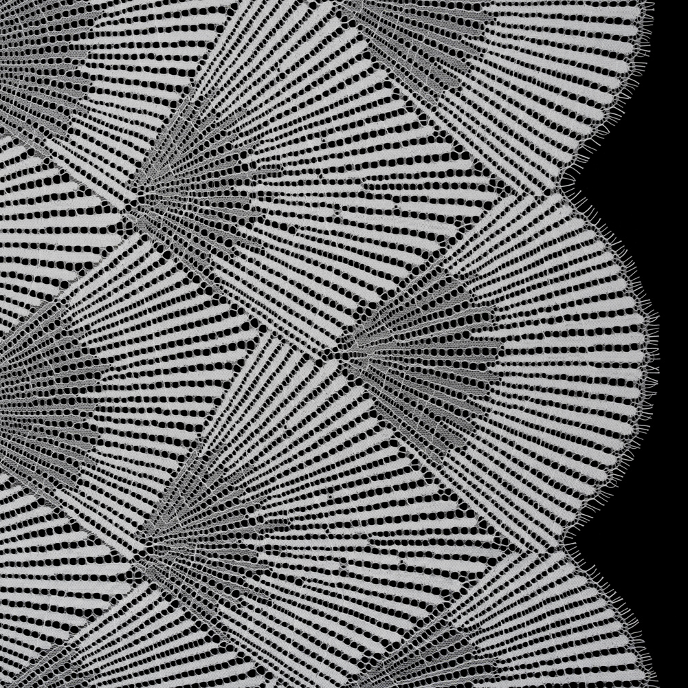 Raschel Lace Panel with Finished Scalloped Edges – Ivory Fans Raschel Lace Panel with Finished Scalloped Edges – Ivory Fans