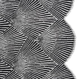 Raschel Lace Panel with Finished Scalloped Edges – Deep Black Fans Raschel Lace Panel with Finished Scalloped Edges – Deep Black Fans
