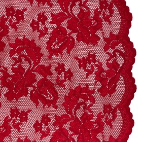 Stretch Raschel Lace with Finished Edges – Valentino Red Ornate Floral Stretch Raschel Lace with Finished Edges – Valentino Red Ornate Floral