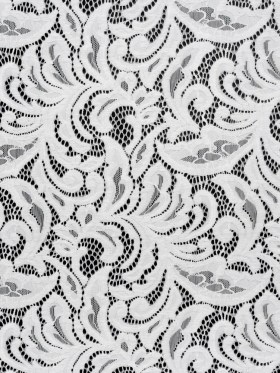 Stretch Re-Embroidered Lace with Finished Edges – Ivory Paisley Leaves and Florals Stretch Re-Embroidered Lace with Finished Edges – Ivory Paisley Leaves and Florals
