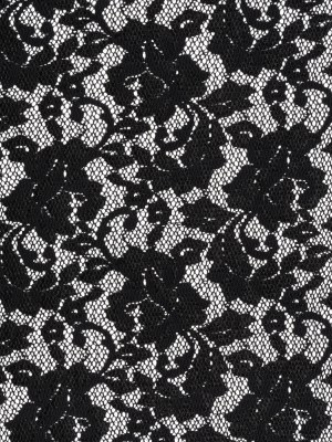 Stretch Raschel Lace with Finished Scalloped Edges – Luminous Black Flowers, Leaves and Swirls – Crina Collection Stretch Raschel Lace with Finished Scalloped Edges – Luminous Black Flowers, Leaves and Swirls – Crina Collection