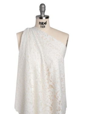Stretch Re-Embroidered Lace with Finished Edges – Ivory All-Over Roses Stretch Re-Embroidered Lace with Finished Edges – Ivory All-Over Roses