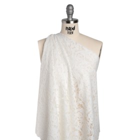 Stretch Re-Embroidered Lace with Finished Edges – Ivory All-Over Roses Stretch Re-Embroidered Lace with Finished Edges – Ivory All-Over Roses