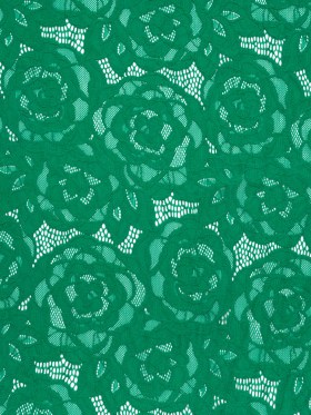 Stretch Re-Embroidered Lace with Finished Edges – Emerald All-Over Roses Stretch Re-Embroidered Lace with Finished Edges – Emerald All-Over Roses