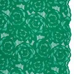 Stretch Re-Embroidered Lace with Finished Edges – Emerald All-Over Roses Stretch Re-Embroidered Lace with Finished Edges – Emerald All-Over Roses