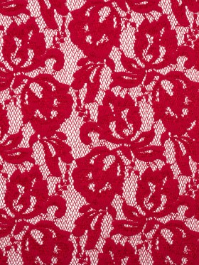 Stretch Raschel Lace with Finished Edges – Red Blooming Petals Stretch Raschel Lace with Finished Edges – Red Blooming Petals