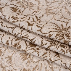 Stretch Corded Lace with Finished Edges – Cub Brown and Natural Bold Blooming Florals – Dania Collection Stretch Corded Lace with Finished Edges – Cub Brown and Natural Bold Blooming Florals – Dania Collection