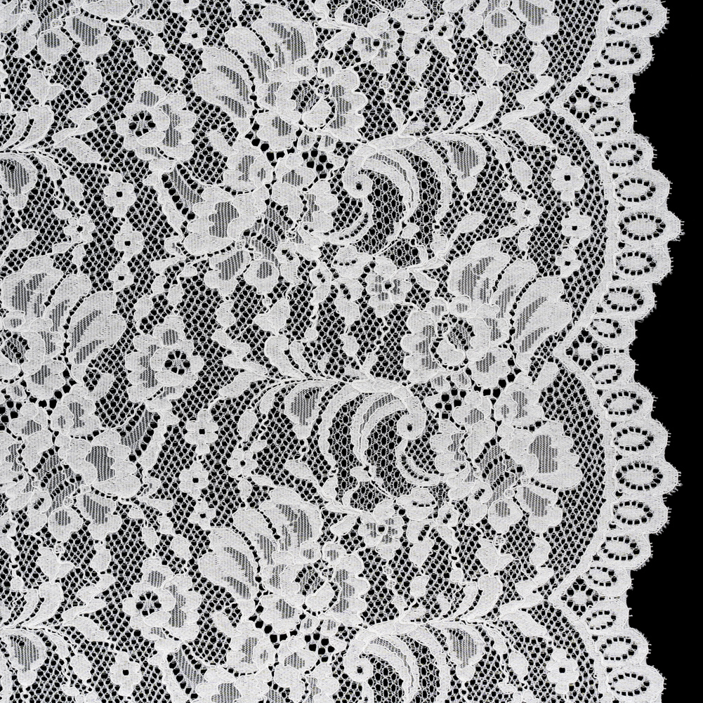 Stretch Corded Lace with Finished Edges – Ivory Flower Garden Stretch Corded Lace with Finished Edges – Ivory Flower Garden