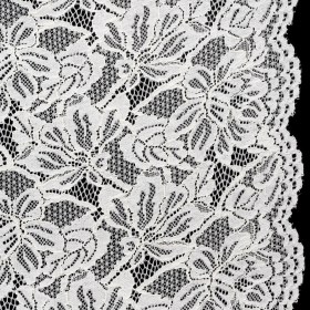 Stretch Corded Lace with Finished Edges – Ivory Tropical Blossoms – Ottilie Collection Stretch Corded Lace with Finished Edges – Ivory Tropical Blossoms – Ottilie Collection