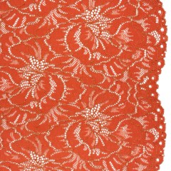 Stretch Metallic Corded Lace with Finished Edges – Burnt Sienna and Gold Bold Blooming Florals – Dania Collection Stretch Metallic Corded Lace with Finished Edges – Burnt Sienna and Gold Bold Blooming Florals – Dania Collection